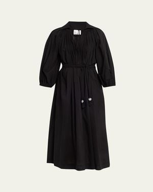 Lisa Marie Fernandez Poet Belted Maxi Dress - Black