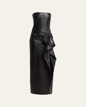 Proenza Schouler Alonna Strapless Leather Dress - Black