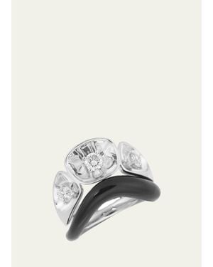Nikos Koulis Look 18K Diamond And Enamel Ring - Natural