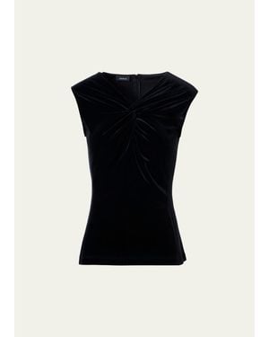 Akris Twisted Velvet Jersey Sleeveless Top - Black