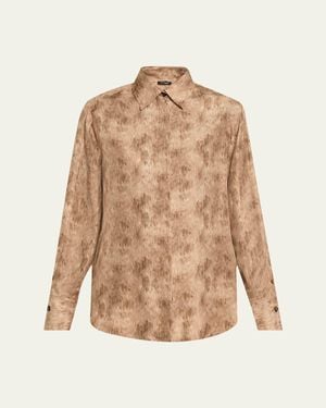 Kiton Silk Long-Sleeve Shirt - Natural