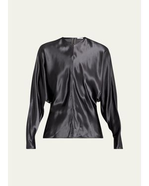 FFORME Sylvie Satin Dolman-Sleeve Top - Black