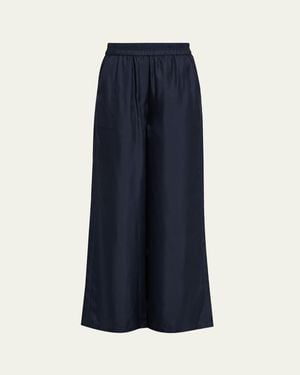 Theory Pull-On Silk Track Pants - Blue