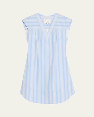 3.1 Phillip Lim Stripe Cap-Sleeve Shift Dress - Blue