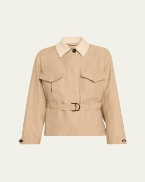Loro Piana Dillon Belted Antigua Linen Field Jacket - Natural