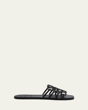Loewe X Paula's Ibiza Petal Leather Anagram Slide Sandals - White