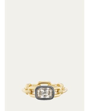 UNIFORM OBJECT 18K Chain Ring With Cushion Brilliant Diamond - Natural