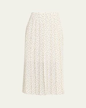 Theory Pleated Polka Dot Wrap Skirt - Natural