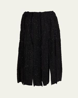 Simone Rocha Pleated Slit Fray Midi Skirt - Black