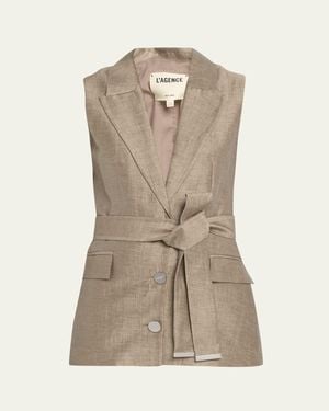 L'Agence Harper Belted Blazer - Natural