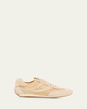 Vince Oasis Raffia And Suede Retro Sneakers - Natural