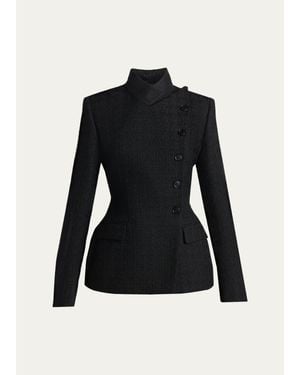 McQueen Light Tweed Single-Breasted Jacket - Black