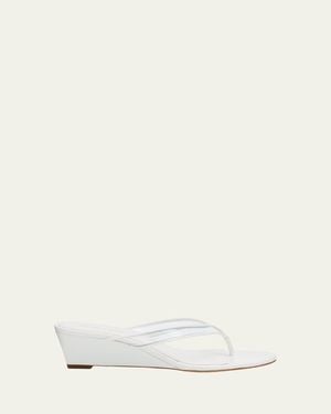 Veronica Beard Clea Jelly Leather Wedge Sandals - Natural
