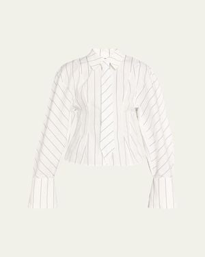 A.W.A.K.E. MODE Oversized Puff-Sleeve Poplin Shirt - Natural