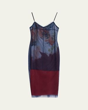 Jason Wu Shadow Floral Layered Midi Dress - Blue