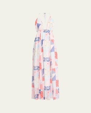 LoveShackFancy Fancy Patchwork Chiffon Maxi Dress - Pink
