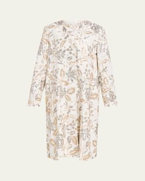 Prabal Gurung Single-Breasted Floral Sequined Collarless Car Coat - Natural