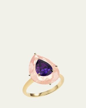 Boghossian 18K Rose Inlay Shine Ring With Amethyst And Quartz - Blue