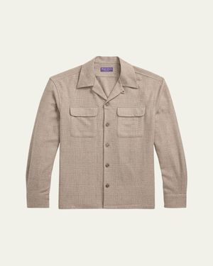 Ralph Lauren Colton Tonal Check Double-Pocket Sport Shirt - Natural