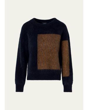 Akris Cloud Cashmere Oro Lienzo Jacquard Crewneck Sweater - Blue
