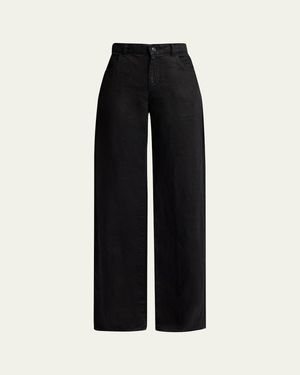 The Row Eglitta Straight-Leg Linen Jeans - Black