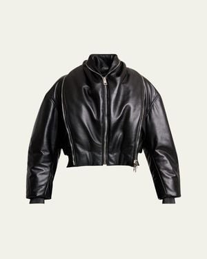 Givenchy Double Shawl-Collar Leather Crop Bomber Jacket - Black