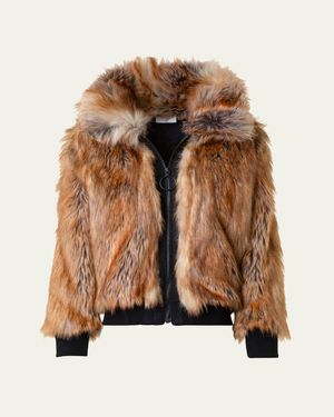 Akris Punto Faux Fur Bomber Jacket - Brown