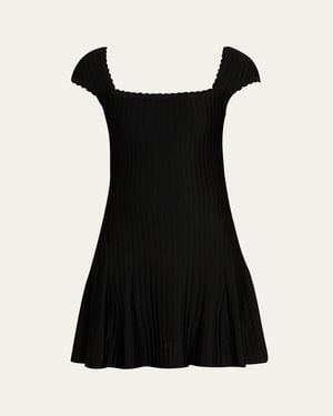 Givenchy Cap-Sleeve Pleated Mini Dress - Black