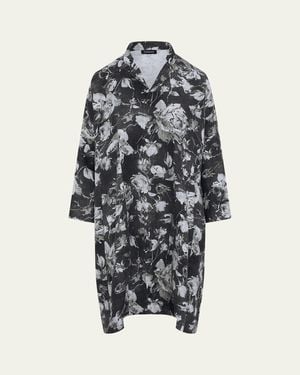Eskandar A-Line Paneled Mandarin Jacket Coat - White