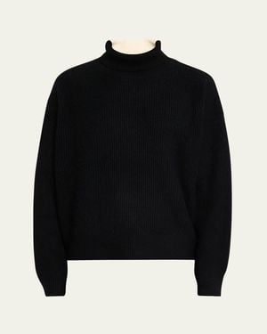 Zankov Merino Wool And Cashmere Rib Color-Block Turtleneck Sweater - Black