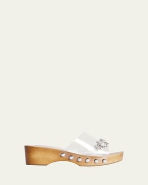 Simone Rocha Embellished Scalloped Wooden Clogs - Natural