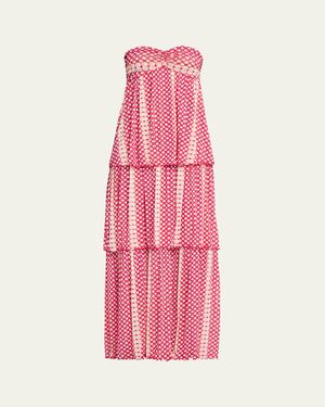 Diane von Furstenberg Joanne Tiered Polka Dot Maxi Dress - Pink