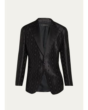 Brioni Wool Jacquard Single-Button Dinner Jacket - Black