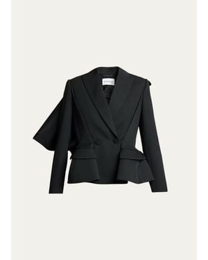 Givenchy Slashed Bow Peplum Blazer Jacket - Black