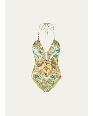 CAMILLA Empire Halter One-Piece Swimsuit - White