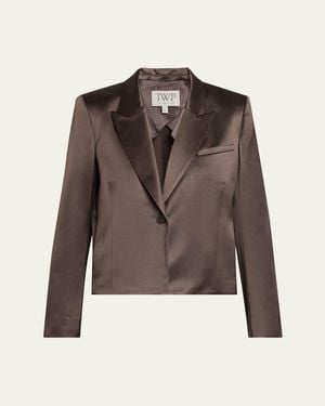 Twp Sawyer Satin Single-Breasted Blazer - Brown