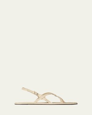 The Row Malick Strappy Leather Sandals - Natural