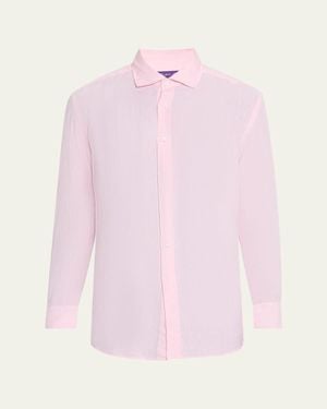 Ralph Lauren Basketweave Linen Sport Shirt - Pink