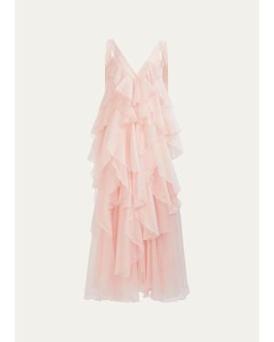 Aje. Athena Tiered Ruffle Gown - Pink