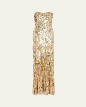 Jenny Packham Kimi Strapless Textured Sequin Gown - Metallic