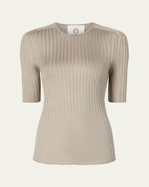 Attersee Ribbed Silk T-Shirt - Natural