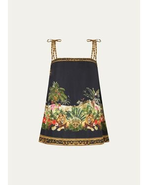 CAMILLA Palace Zoology Straight Scarf Silk Top - Multicolor