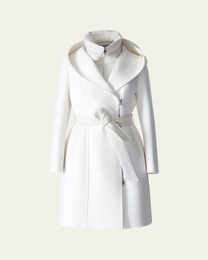 Mackage Shia 2-In-1 Double-Face Wool Coat With Removable Bib - White