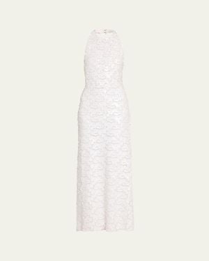 Ramy Brook Giada Sequin Halter Column Gown - Natural
