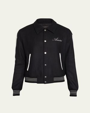 Amiri Wool Bones Snap-Front Blouson - Blue