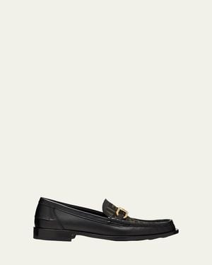 Fendi Ff O'Lock Leather Loafers - White