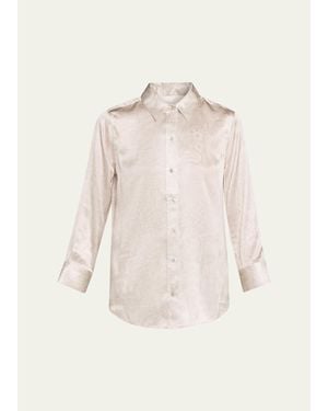 L'Agence Dani 3/4-Sleeve Silk Blouse - Natural