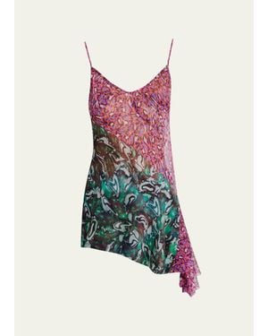 Dries Van Noten Crisanna Colorblock Silk Asymmetric Top - Red