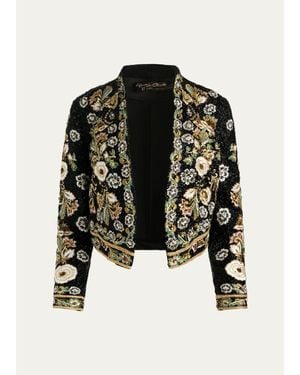 Alice + Olivia Harvey Embellished Embroidered Jacket - Black