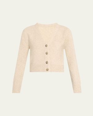 Brandon Maxwell Sloane V-Neck Silk-Cashmere Cardigan - Natural